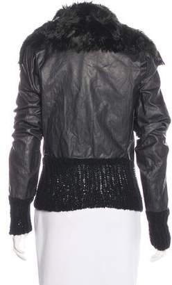 Ann Demeulemeester Fur-Trimmed Leather Jacket w/ Tags