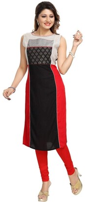 Unifiedclothes UK Stock - Women Fashion Party Indian Kurti Tunic Kurta Top Shirt Dress MM180 (UK 12|Bust 36"|Dress 40" Med) Black