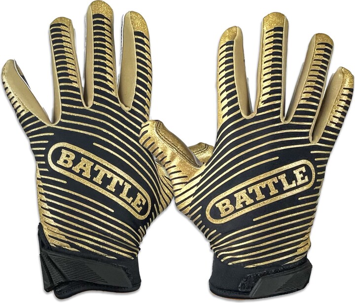 Battle Adult Doom Glitter USA Flag Football Gloves, Men's, Small, Black/Gold