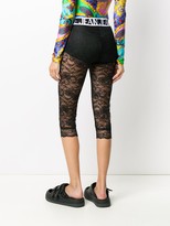 Thumbnail for your product : Versace Jeans Couture Cropped Logo-Print Lace Leggings