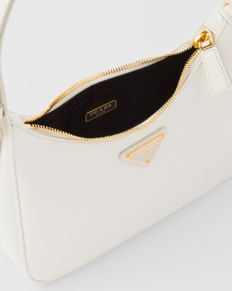 White Prada Re-edition Saffiano Leather Mini-bag