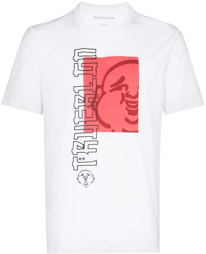 red and white true religion shirt