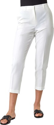Roman Originals Cropped Office Trousers for Women UK Ladies Capri Pants  Smart Tapered Stretch 3/4 Length Ankle Grazer Professional Formal Evening  Work Casual Summer Spring - Ivory - Size 8 - ShopStyle