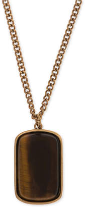 R.T. James Men's Gold-Tone Brown Stone Dog Tag Pendant Necklace