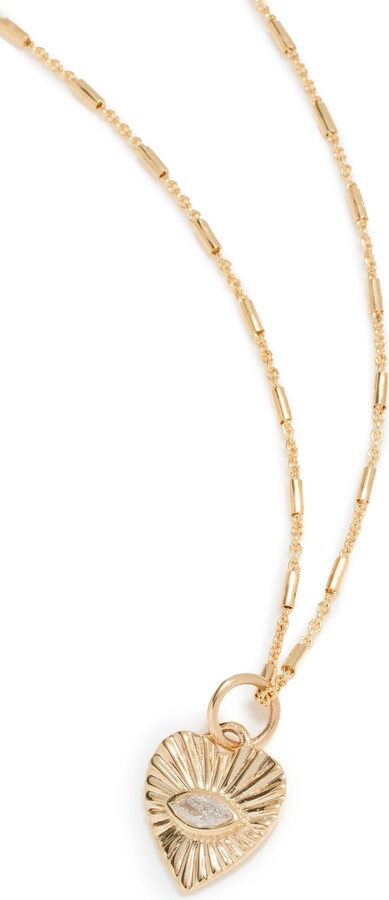 Zahava 10k Mini Diamond Sunbeam Heart Charm Necklace