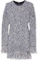 Balmain - Frayed Stretch-tweed Mini Dress - Blue