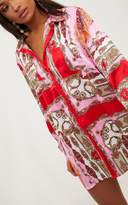 Thumbnail for your product : PrettyLittleThing Pink Scarf Print Shirt Dress