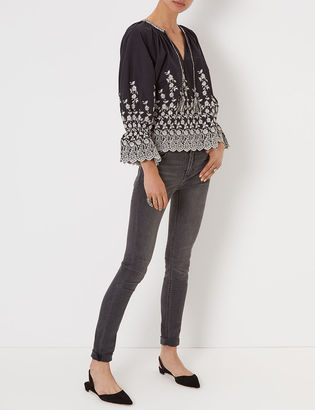 Ulla Johnson Coal Floral Embroidered Sonya Blouse