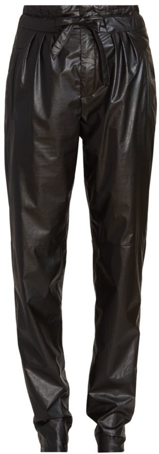 faux leather drawstring pants