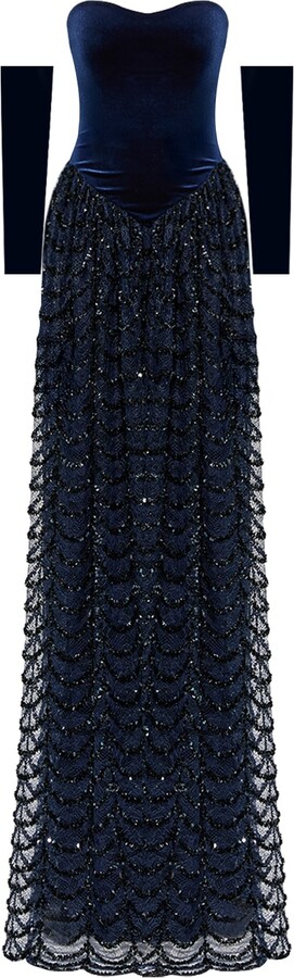 Nur Karaata Blue Throne Of Velvet Gown