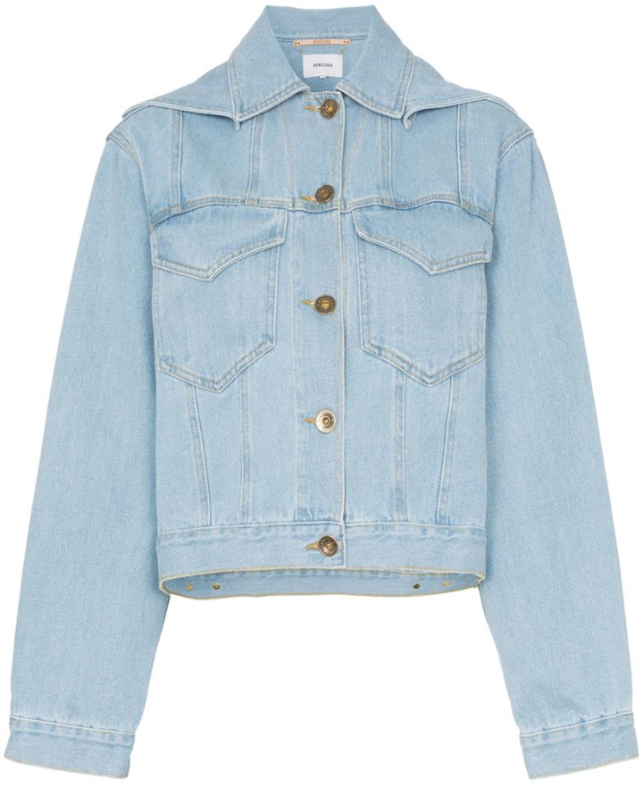 cropped hooded denim jacket
