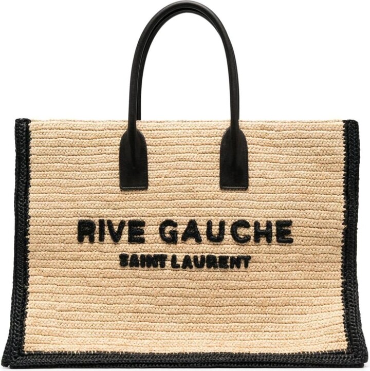 rive gauche raffia tote bag
