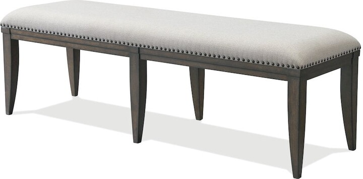 Roundhill Furniture Grant Nailhead Trim Upholstered Dining Bench, Beige