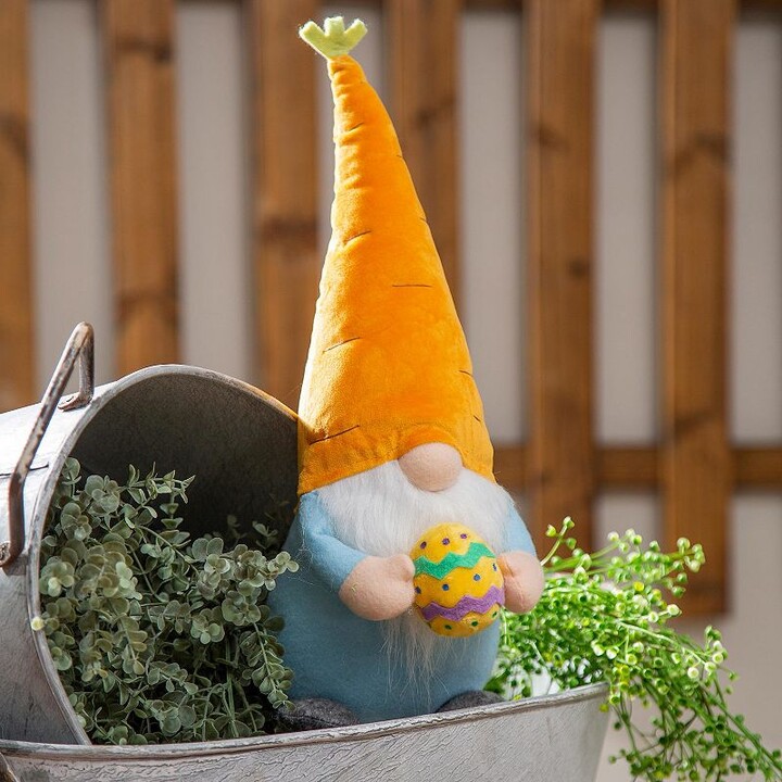 Evergreen Easter Gnome with Carrot Hat Table Decor