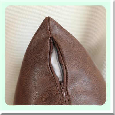 BRBCA Luxury Boho Striped Leather Pillow Covers - Set of 2 Square Decorative Cushion Cases for Living Room Bedroom Sofa - Dark Brown