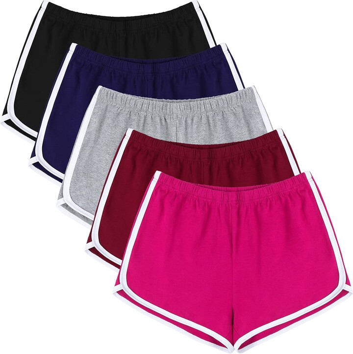 URATOT 5 Pack Women's Cotton Yoga Dance Short Pants Sport Shorts Summer  Athletic Cycling Hiking Sports Shorts - ShopStyle