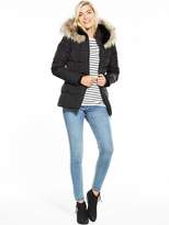 Thumbnail for your product : Very Short Faux Fur Trim Quilted Coat