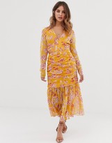 Thumbnail for your product : Stevie May Flourishing midi dress with ruched detail and pleated hem