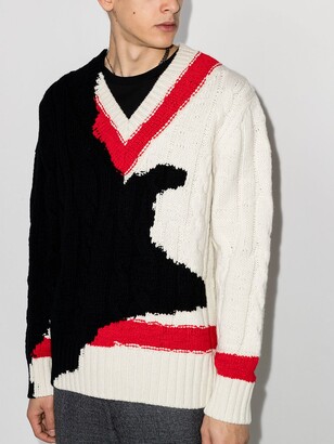 Alexander McQueen V-Neck Intarsia Knit Sweater