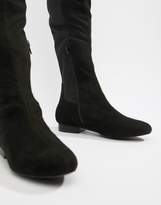 Thumbnail for your product : ASOS DESIGN Wide Fit Kelby Flat Elastic thigh high boots