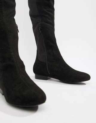 ASOS DESIGN Wide Fit Kelby Flat Elastic thigh high boots