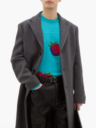 Acne Studios Koray Intarsia-raspberry Wool-blend Sweater - Green Multi
