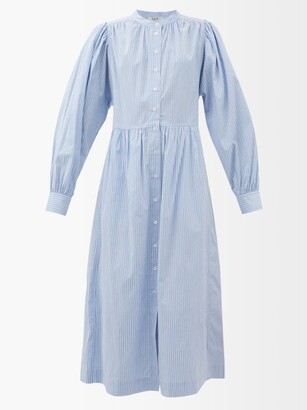 Sea Salma Striped Cotton-blend Poplin Shirt Dress - Blue