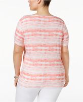 Thumbnail for your product : Karen Scott Plus Size Striped Butterfly-Print T-Shirt, Created for Macy's