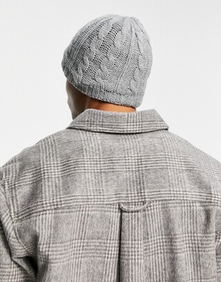 Bench cable knitted beanie hat in gray - ShopStyle
