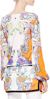 Thumbnail for your product : Roberto Cavalli Boat-Neck Floral Tunic, Orange/Violet
