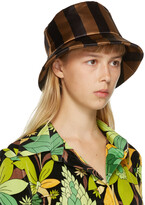 Thumbnail for your product : Fendi Brown & Black Thick Stripes Woven Bucket Hat