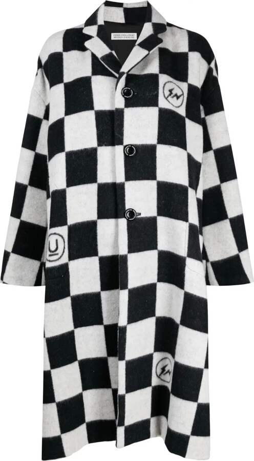 Undercover Check-Print Button-Up Coat