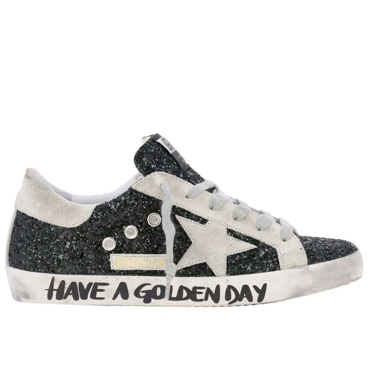 golden goose green glitter