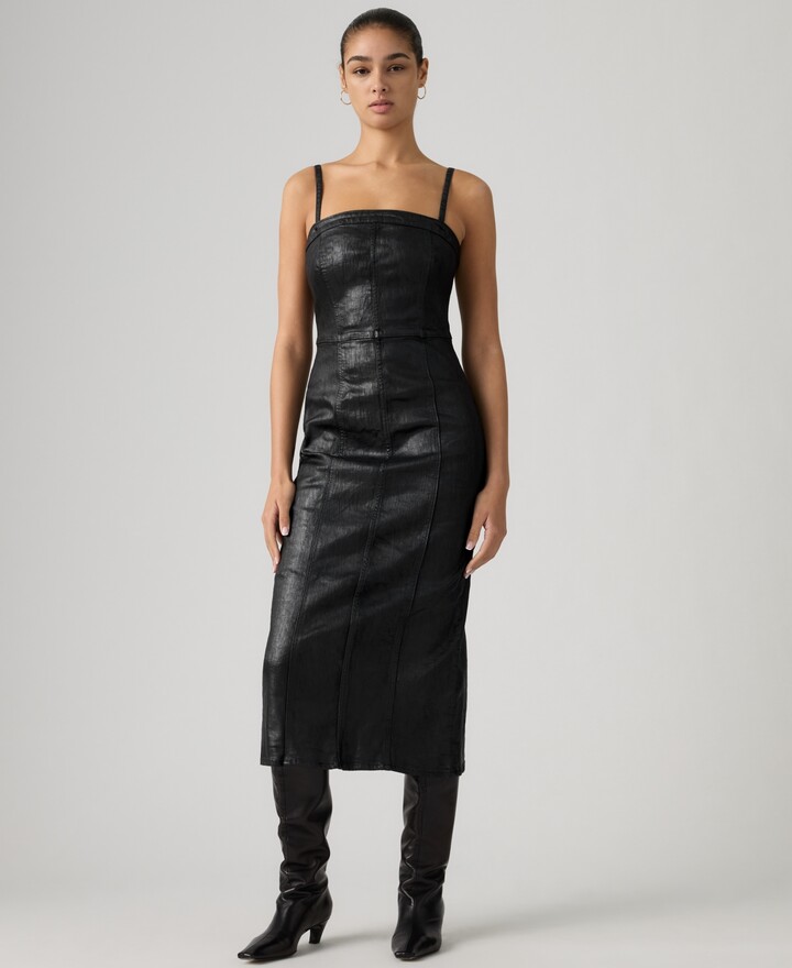 Levi's Premium Women's Coated Seamed Bustier Denim Midi Dress