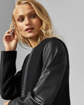 Thumbnail for your product : Ted Baker VIPPER Faux leather sleeve wool coat
