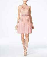 Thumbnail for your product : Adrianna Papell Belted Chiffon Halter Dress