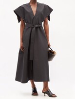 Thumbnail for your product : Petar Petrov Akira Belted Cotton-blend Poplin Dress - Black
