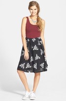 Thumbnail for your product : Lush Floral Print Pleated Midi Skirt (Juniors)