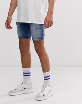 Thumbnail for your product : ASOS DESIGN super skinny denim shorts with power stretch and cargo pockets in indigo