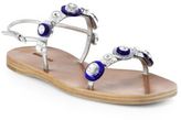 Thumbnail for your product : Miu Miu Jeweled Flat Slingback Sandals