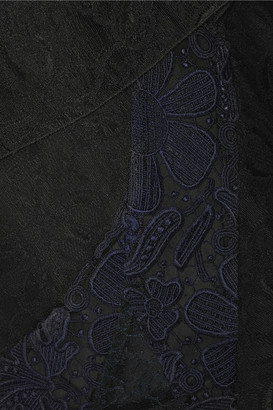 Nina Ricci Lace-paneled silk crepe de chine dress