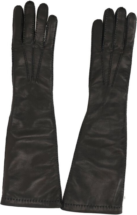Miu Miu Full-Finger Designed Leather Gloves