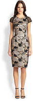Thumbnail for your product : Carmen Marc Valvo Lace-Sleeve Brocade Dress