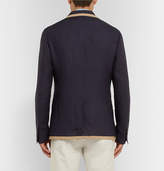 Thumbnail for your product : Tod's Navy Campus Slim-Fit Grosgrain-Trimmed Linen Blazer