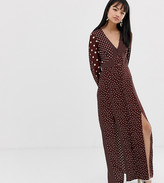Thumbnail for your product : Miss Selfridge Petite maxi dress with blouson sleeve in mixed polka dot