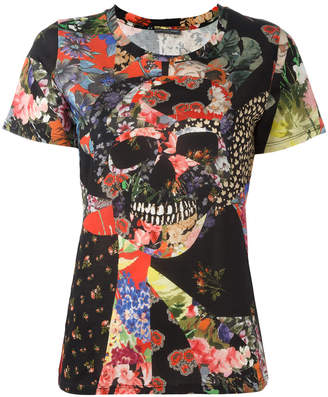 Alexander McQueen floral skull tablecloth print T-shirt