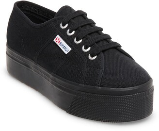 superga black leather platform sneakers