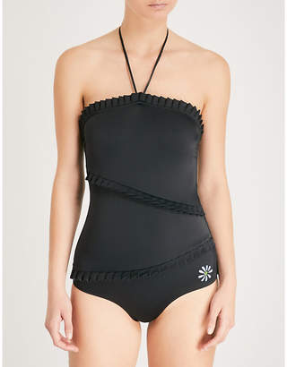Ganni Ladies Black Waterproof Polly Halterneck Swimsuit