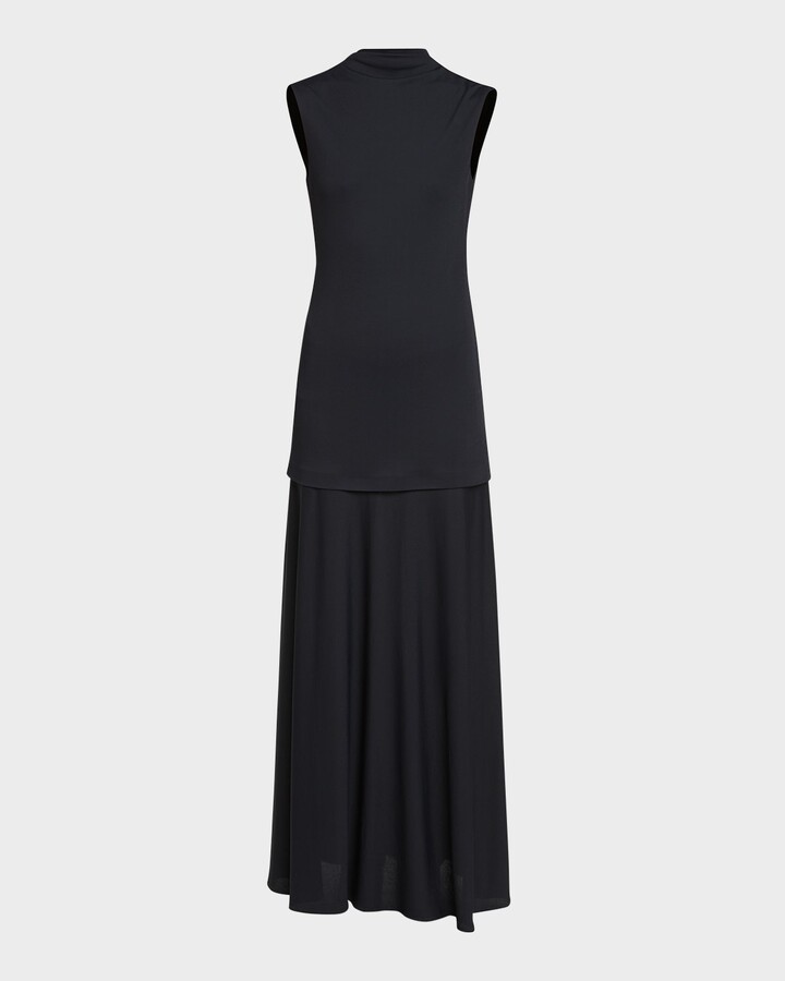 Jil Sander Sleeveless Drop-Waist Layered Maxi Dress