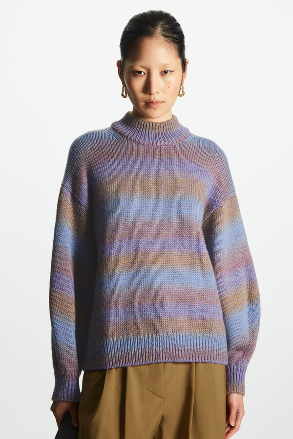 COS Striped Wool Mock-Neck Sweater - ShopStyle